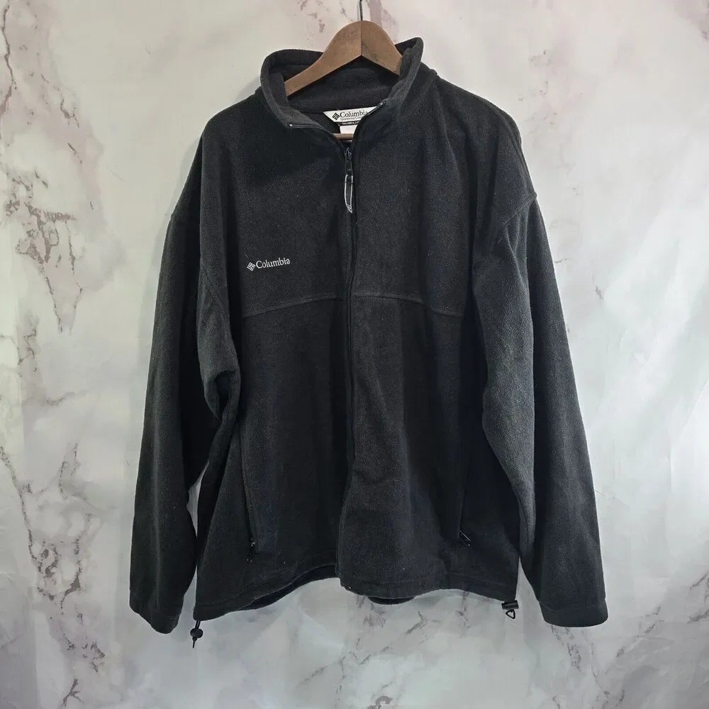 Columbia Jacket Mens XXL Black Full Zip Fleece Mid Layer Synch Steens Mountain